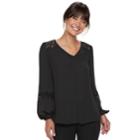 Women's Apt. 9&reg; Lace Yoke Blouse, Size: Xl, Black