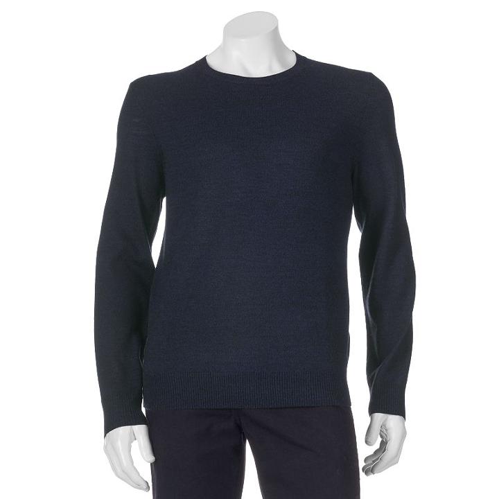 Men's Apt. 9&reg; Modern-fit Solid Merino Crewneck Sweater, Size: Large, Blue (navy)