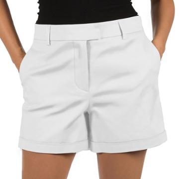 Women's Harve Bernard Cuffed Twill Shorts, Size: 2, White Oth