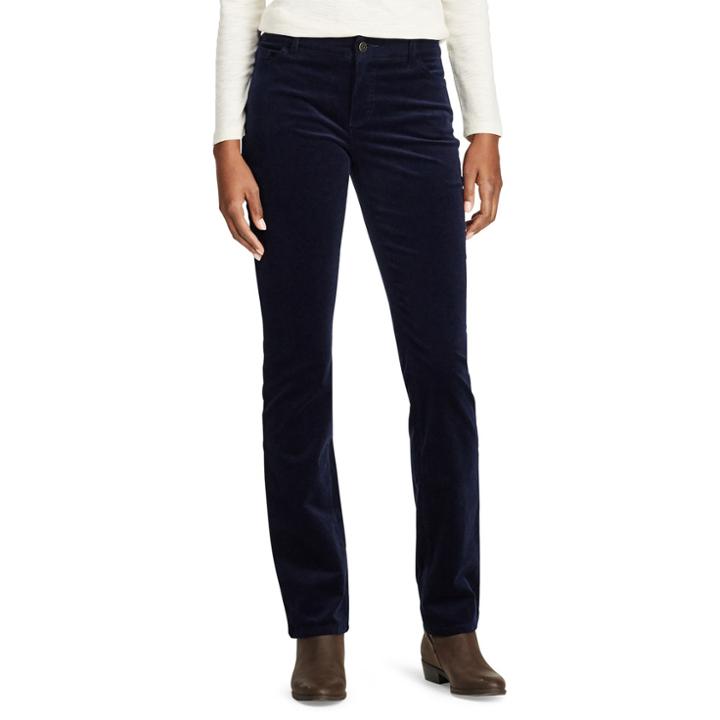 Petite Chaps 4-way Stretch Straight-leg Corduroy Pants, Women's, Size: 4 Petite, Blue