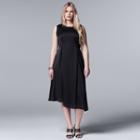 Plus Size Simply Vera Vera Wang Simply Noir Satin Fit & Flare Dress, Women's, Size: 3xl, Black