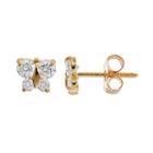 Charming Girl 14k Gold Butterfly Stud Earrings - Made With Swarovski Cubic Zirconia - Kids, Yellow