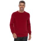 Men's Croft & Barrow&reg; Classic-fit Textured Yoke Crewneck Sweater, Size: Large, Med Red