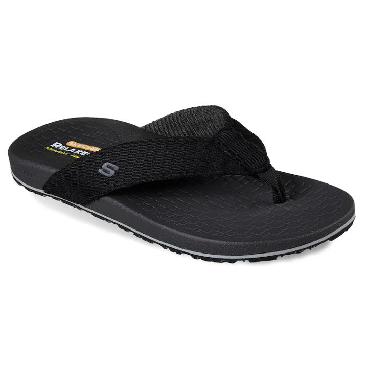 Skechers Relaxed Fit Velmen Erever Men's Flip Flop Sandals, Size: 11, Grey (charcoal)