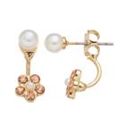 Lc Lauren Conrad Simulated Pearl & Flower Front-back Earrings, Women's, White