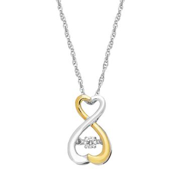 Dancing Love Two Tone Sterling Silver Diamond Accent Infinity Heart Pendant, Women's, Size: 18, White