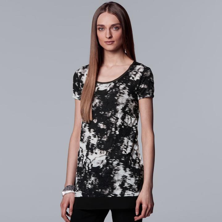 Women's Simply Vera Vera Wang Print Handkerchief-hem Tee, Size: Xs, Oxford