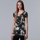 Women's Simply Vera Vera Wang Print Handkerchief-hem Tee, Size: Xs, Oxford