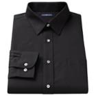 Men's Croft & Barrow&reg; Fitted Solid Easy Care Point-collar Dress Shirt, Size: 17.5-32/33, Black