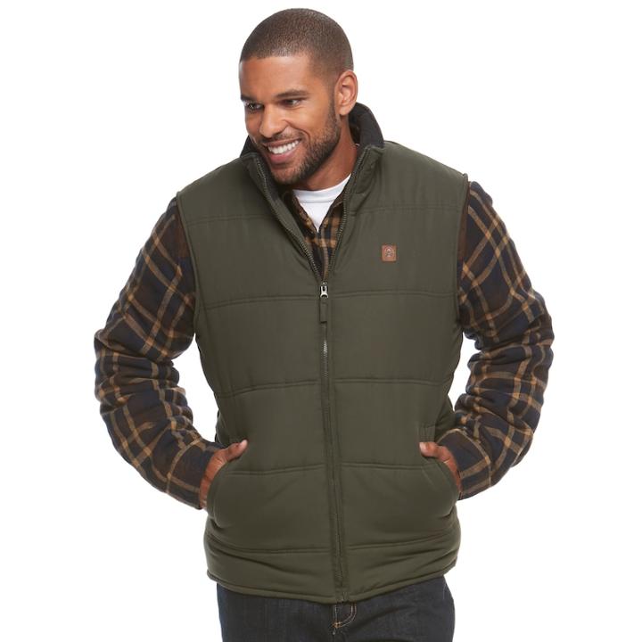 Men's Coleman Sherpa-lined Microfiber Quilted Vest, Size: Xxl, Dark Green