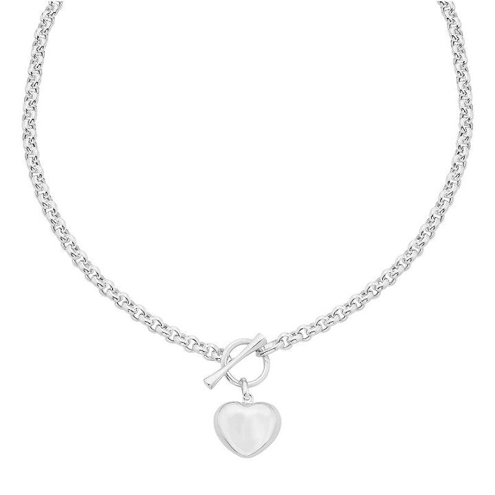 Sterling Silver Heart Toggle Necklace, Women's, Size: 18, White