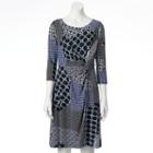 Women's Dana Buchman Printed Knot-front Dress, Size: Medium, Med Blue