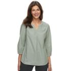 Women's Croft & Barrow&reg; Splitneck Peasant Top, Size: Large, Med Green