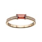 14k Gold Over Silver Garnet & White Sapphire Stack Ring, Women's, Size: 7, Red