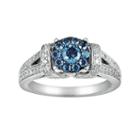 10k White Gold 1-ct. T.w. Blue And White Diamond Frame Ring, Women's, Size: 9