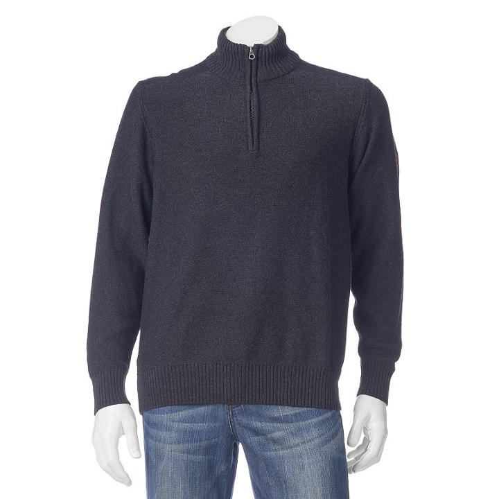 Men's Field & Stream Sherpa-lined Quarter-zip Pullover, Size: Large, Grey (charcoal)
