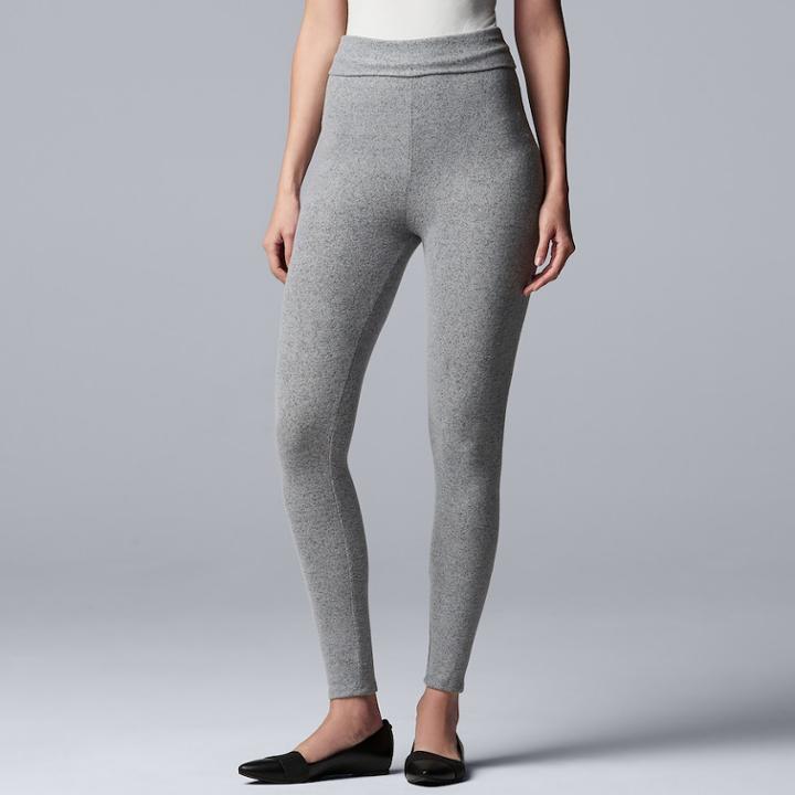 Women's Simply Vera Vera Wang Cozy Fold-over Leggings, Size: Large, Med Grey