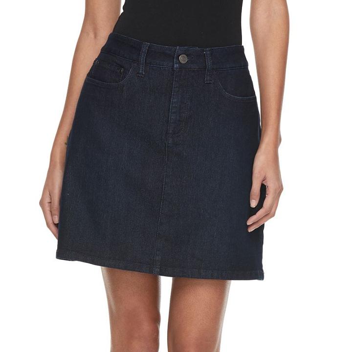 Petite Croft & Barrow&reg; Jean Skort, Women's, Size: 10 Petite, Dark Blue