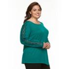 Plus Size Ab Studio Crochet Asymmetrical-hem Sweater, Women's, Size: 2xl, Brt Green
