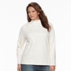 Plus Size Croft & Barrow&reg; Mockneck Long Sleeve Tee, Women's, Size: 2xl, Natural