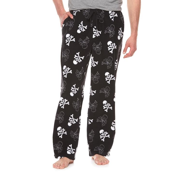 Big & Tall Croft & Barrow&reg; Patterned Microfleece Lounge Pants, Men's, Size: L Tall, Black