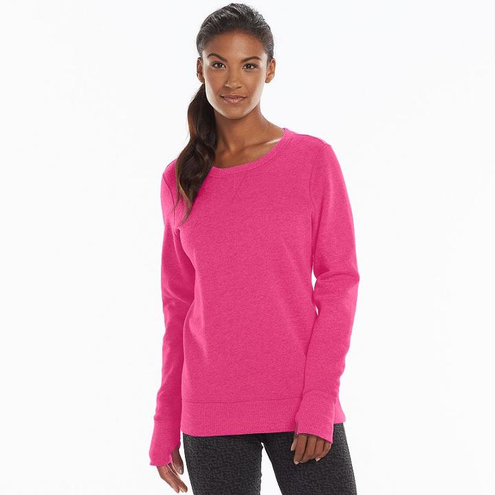 Women's Tek Gear&reg; Fleece Crewneck Sweatshirt, Size: Xs, Dark Pink