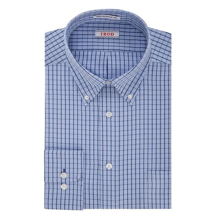 Men's Izod Solid Twill Regular-fit Button-down Collar Dress Shirt, Size: 15-32/33, Blue Other