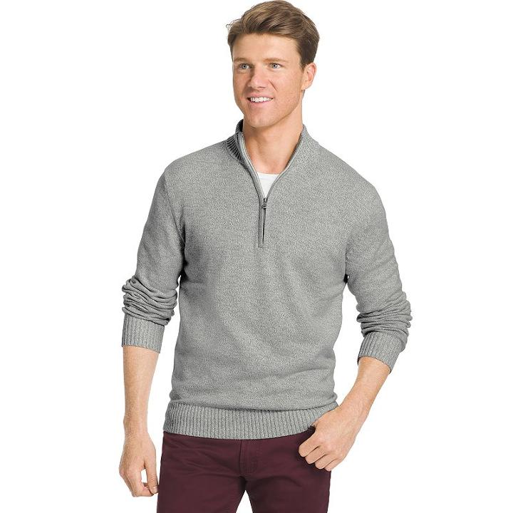 Big & Tall Izod Classic-fit Marled Quarter-zip Sweater, Men's, Size: 4xb, Light Grey