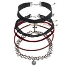 Mudd&reg; Cross, Sequin, Red Velvet & Tattoo Choker Necklace Set, Women's, Multicolor