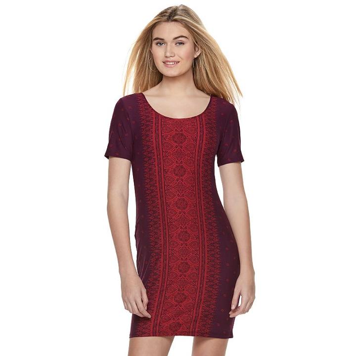 Juniors' Mudd&reg; Short Sleeve Bodycon Dress, Girl's, Size: Large, Purple