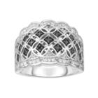 Sterling Silver 1/3 Carat T.w. Black & White Diamond Filigree Ring, Women's, Size: 7