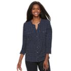 Women's Croft & Barrow&reg; Print Shirt, Size: Xs, Dark Blue