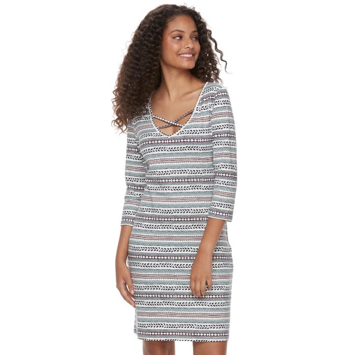 Juniors' Mudd&reg; Cross Front Bodycon Dress, Teens, Size: Xs, White Oth