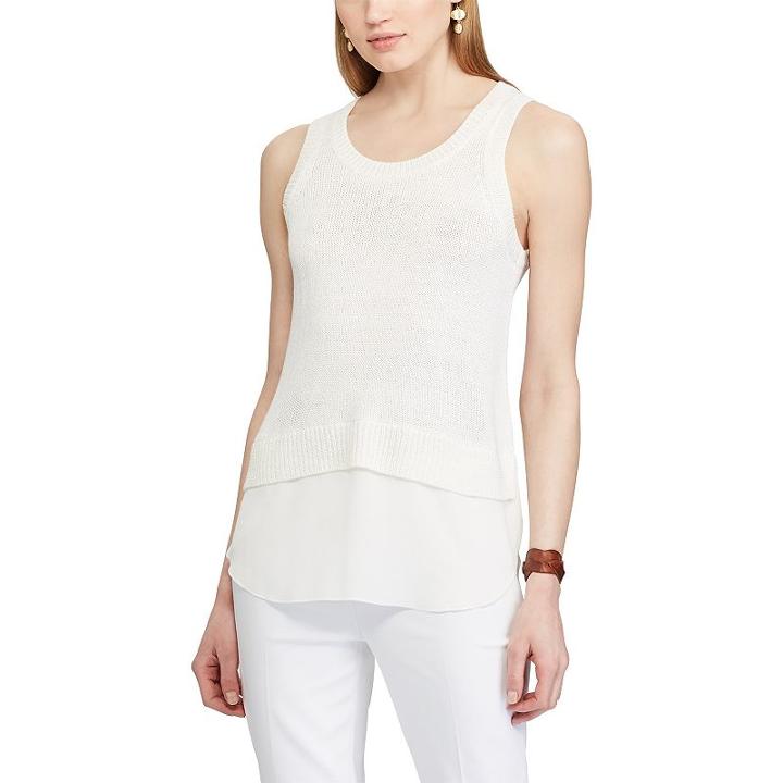 Women's Chaps Layered Sleeveless Sweater, Size: Large, White