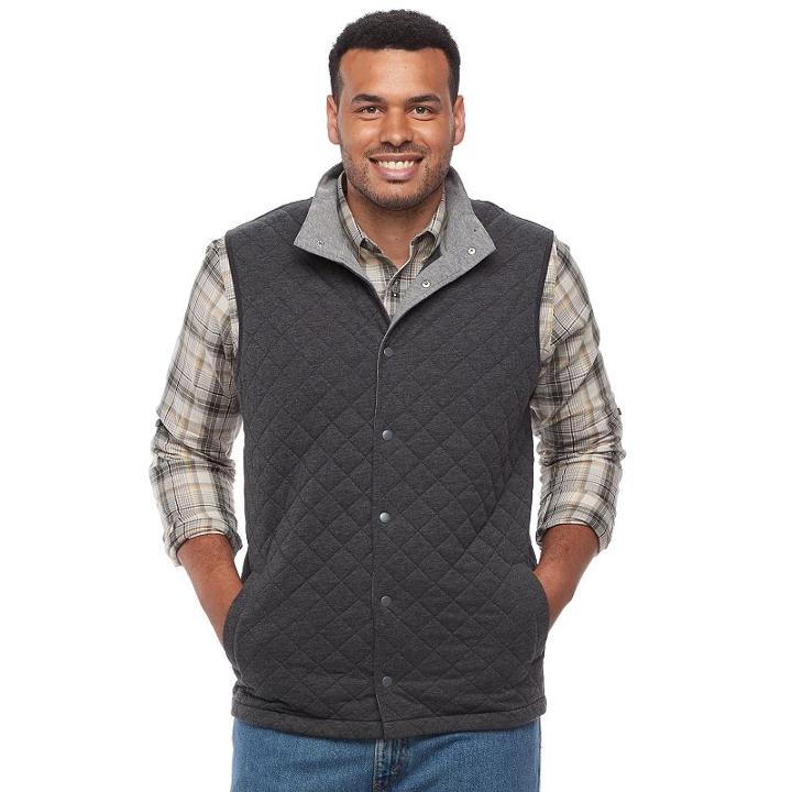 Big & Tall Croft & Barrow&reg; Outdoor Quilted Vest, Men's, Size: 4xb, Dark Grey