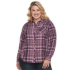 Plus Size Sonoma Goods For Life&trade; High-low Plaid Shirt, Women's, Size: 4xl, Drk Purple