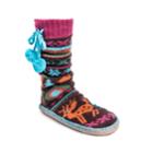 Women's Muk Luks Pom Pom Slipper Socks, Size: S-m, Dark Brown