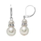 Simulated Pearl Rondelle Drop Earrings, Women's, White Oth
