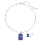 Plus Size Rectangle Pendant Necklace & Drop Earring Set, Women's, Purple