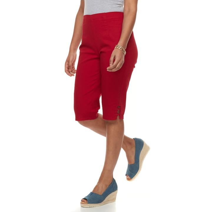 Petite Croft & Barrow&reg; Strappy Hem Pull-on Skimmer Capris, Women's, Size: 4 Petite, Med Red