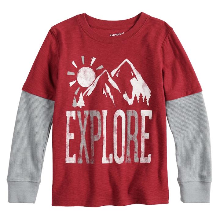 Boys 4-12 Jumping Beans&reg; Thermal Mock Layer Graphic Tee, Size: 5, Dark Red