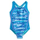 Girls 7-16 Speedo Tie-dye Colorblock One-piece Swimsuit, Size: 7, Blue