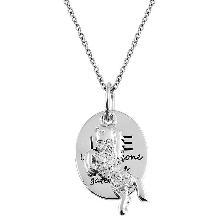 Charmed By Diamonds 1/10 Carat T.w. Diamond Sterling Silver Inspirational Horse & Disc Pendant Necklace, Women's, Size: 18, White