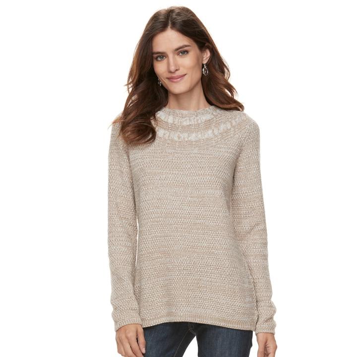 Women's Croft & Barrow&reg; Cable-knit Boatneck Sweater, Size: Xxl, Med Beige