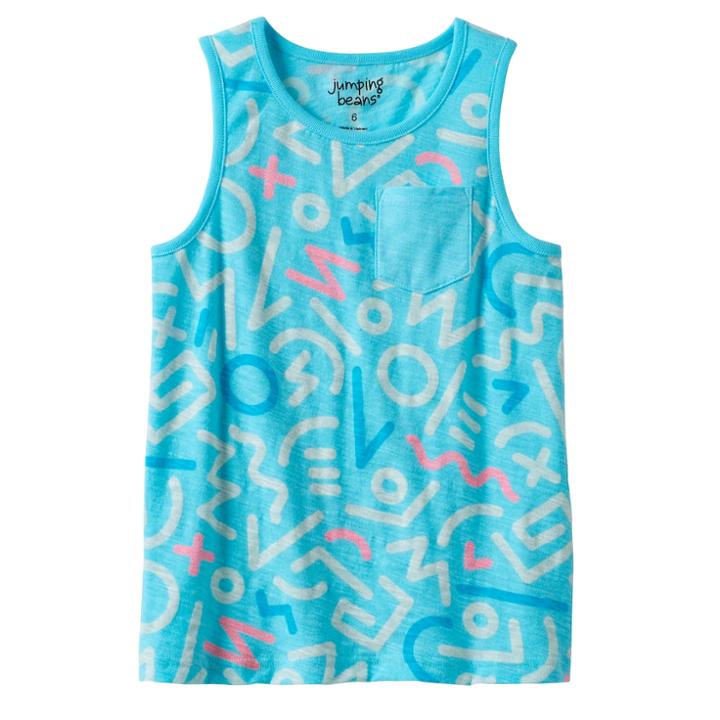 Boys 4-10 Jumping Beans&reg; Graphic Print Slubbed Pocket Tank Top, Size: 10, Turquoise/blue (turq/aqua)