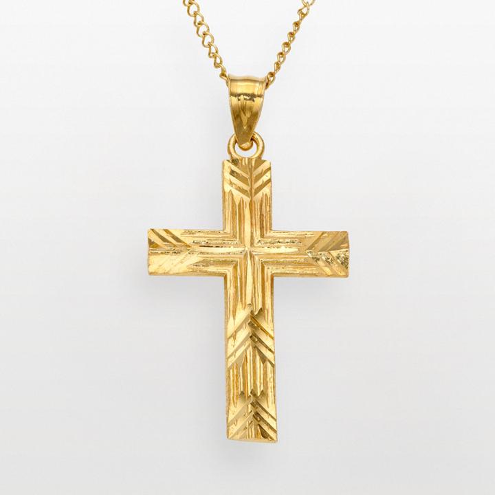 14k Gold Over Silver Cross Pendant, Women's, Size: 18, Yellow