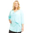 Plus Size Marika Curves Hannah Ruched Tee, Women's, Size: 0x, Lt Green