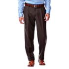 Men's Haggar Eclo Stria Classic-fit Pleated Dress Pants, Size: 40x30, Brown