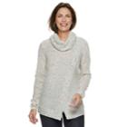 Women's Croft & Barrow&reg; Cable-knit Trim Cowlneck Sweater, Size: Small, Frost Donegal