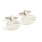 Rhodium-plated Oval Mother Of Pearl Cuff Links, Men's, White